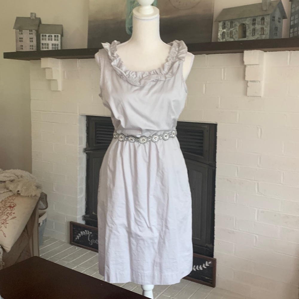 J.Crew Silver Gray Ruffled Dress - Pockets